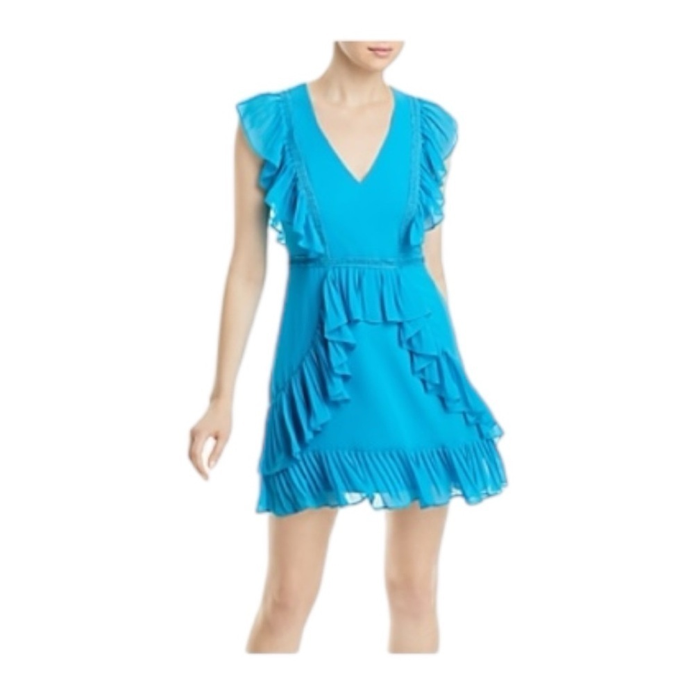 BCBGMAXAZRIA  Pleated Ruffled Mini Dress